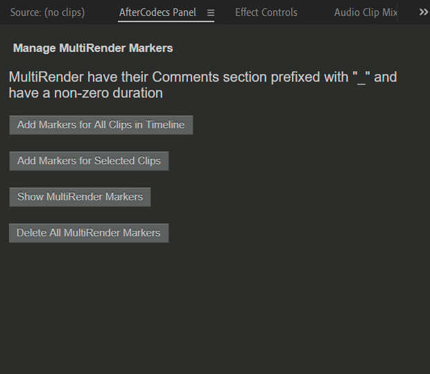 AfterCodecs MultiRender Panel