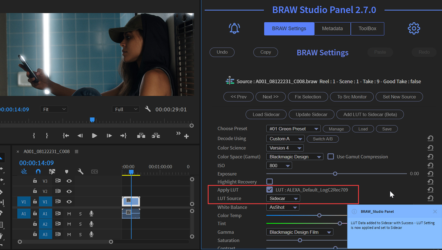 Autokroma BRAW Studio Custom LUT Applied