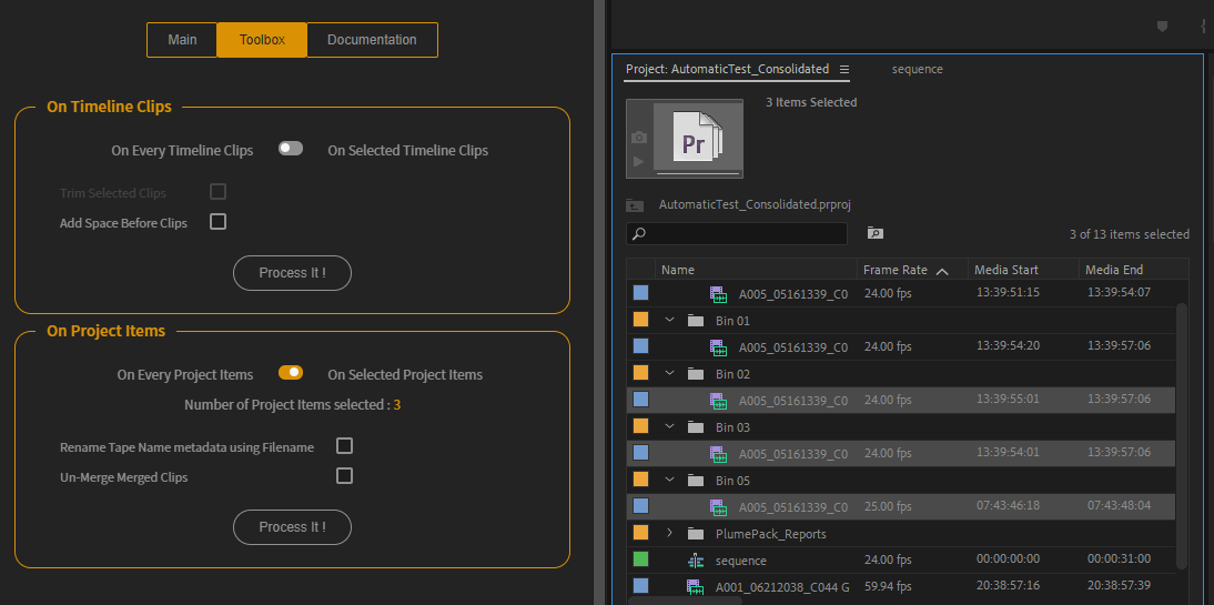 PlumePack_Autokroma_Toolbox_Tab_Selection_Mode_Project_Items_Adobe_Premiere_Pro